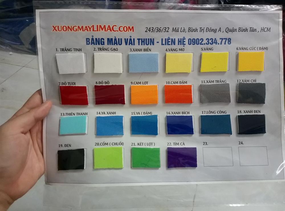 bảng màu sỉ áo thun trơn